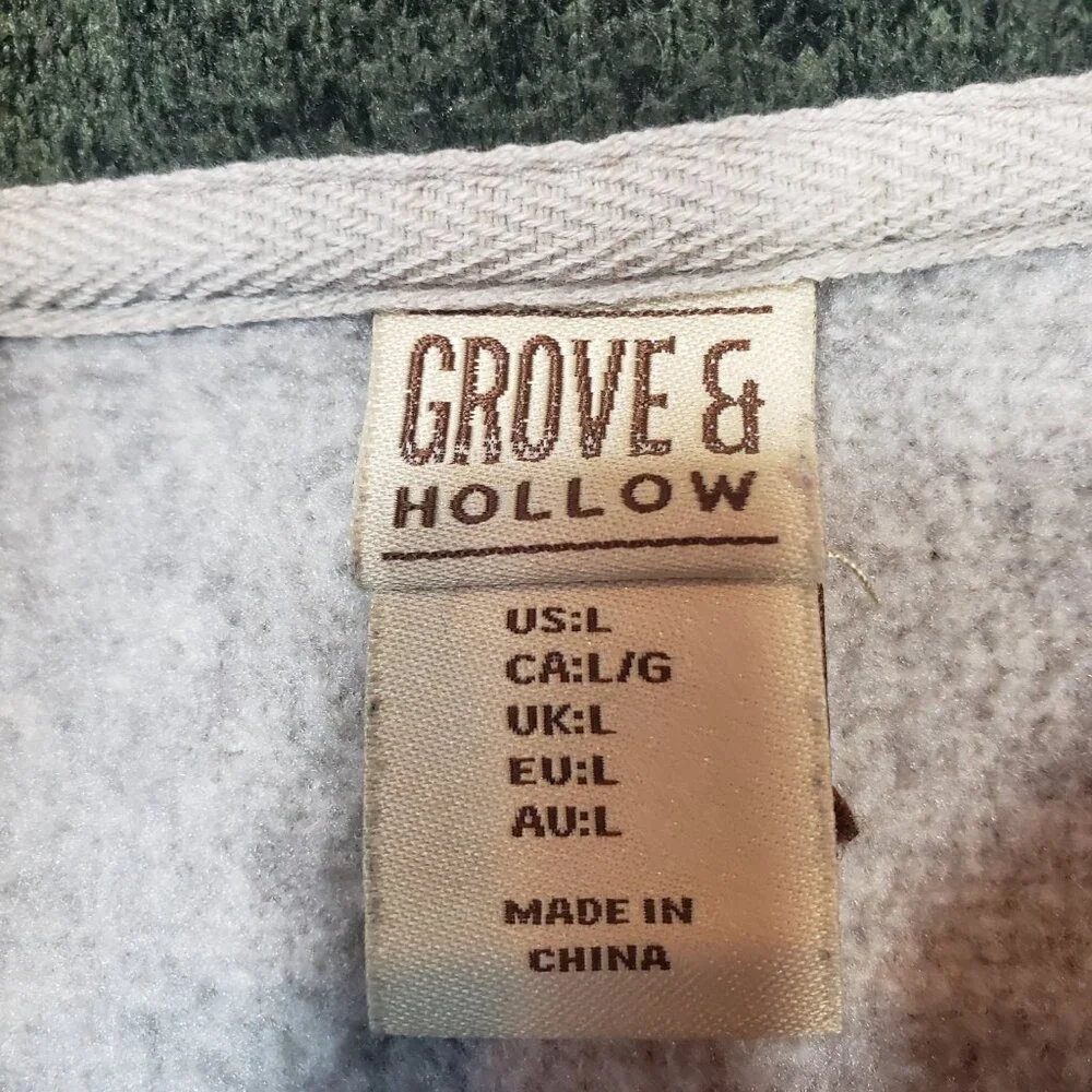 Grove & Hollow Men's Large L Zippered Pullover Sweater Long Sleeve Beige / A254